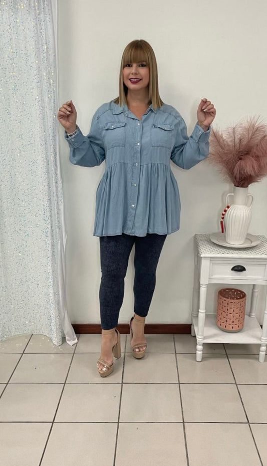 Plus Denim Top