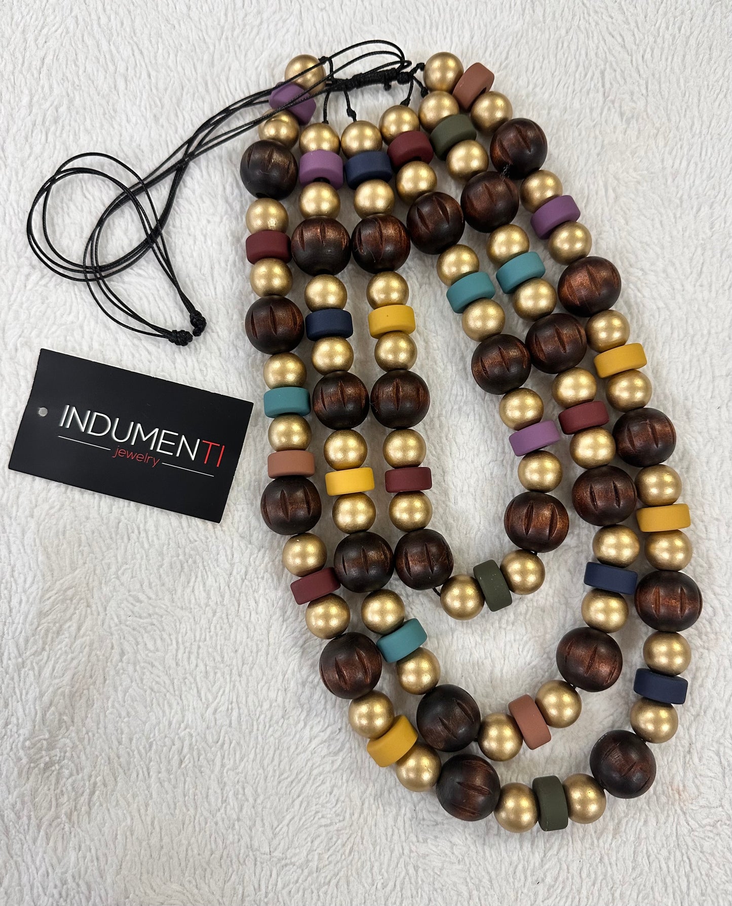 Plus Gold & Multicolor with Wood jewelry