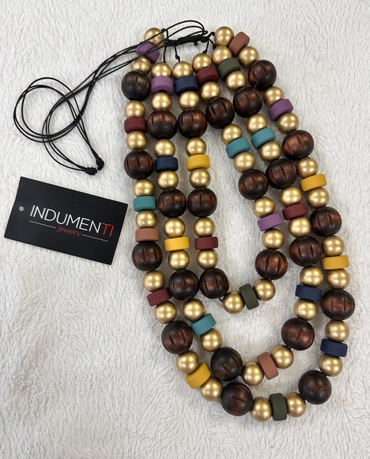 Plus Gold & Multicolor with Wood jewelry