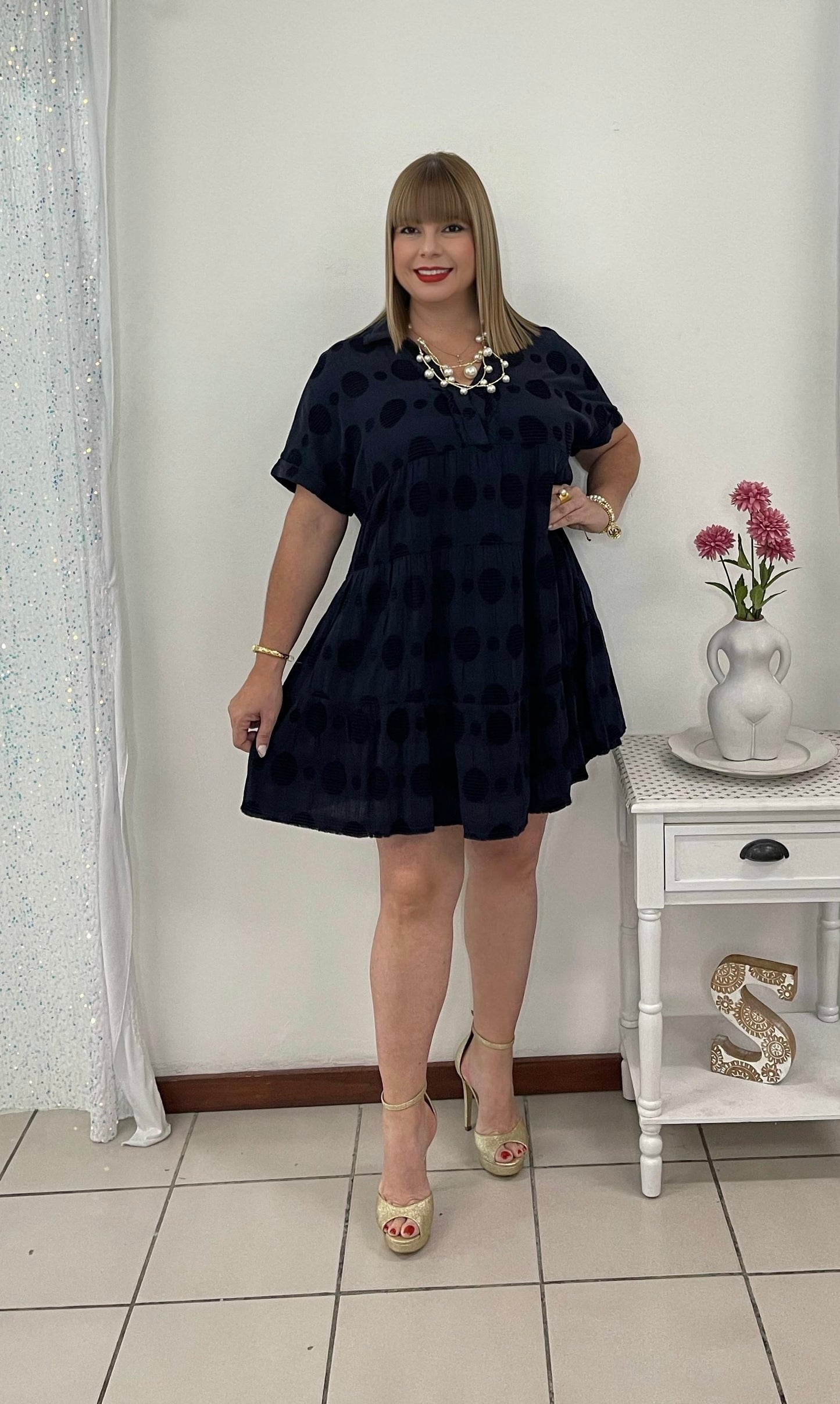 Plus Navy Blue Short Dress