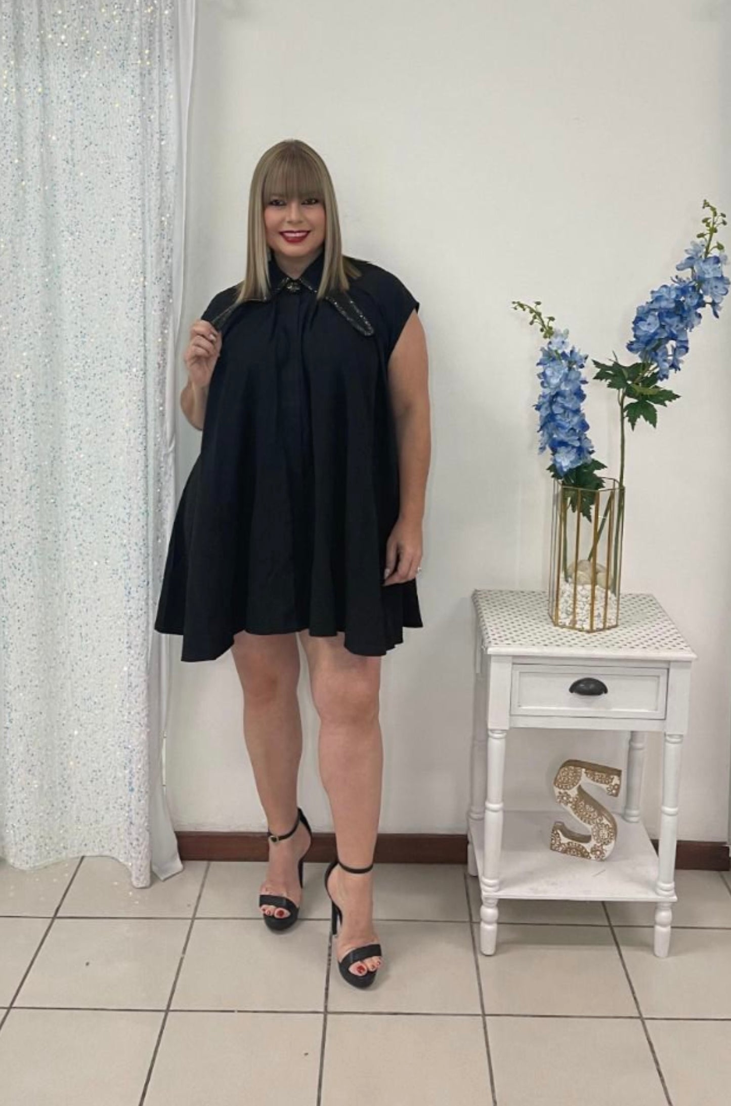Plus Black Short Dress