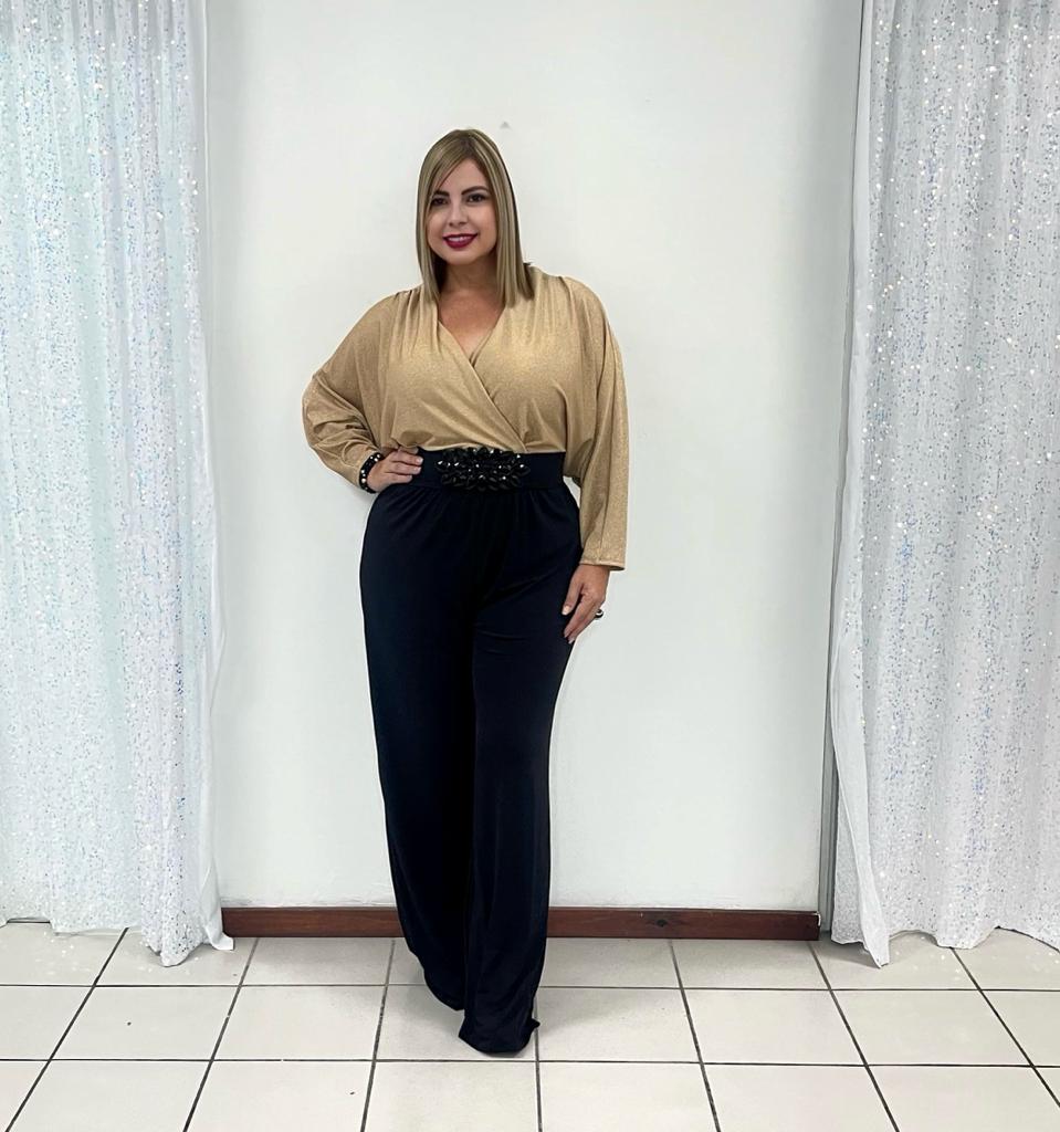 Plus Jumpsuit dorado & Negro
