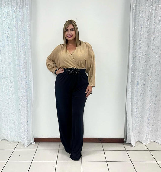 Plus Jumpsuit dorado & Negro