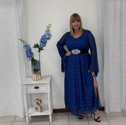 Plus Blue Lace Maxy Dress By: Zoraya Desing