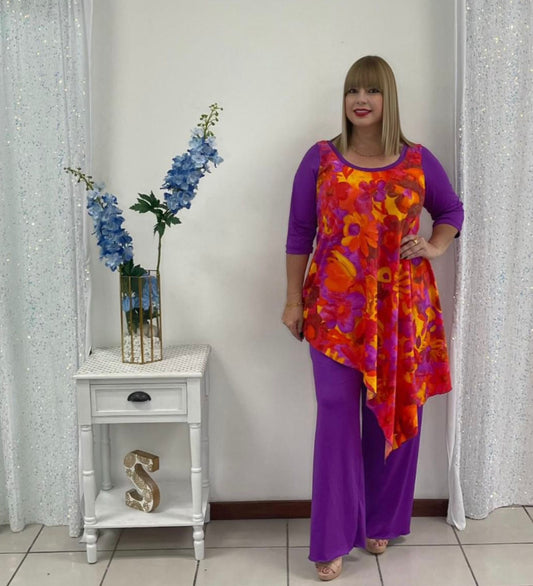 Plus Flower Print & Purple Set by Claudia Orozco