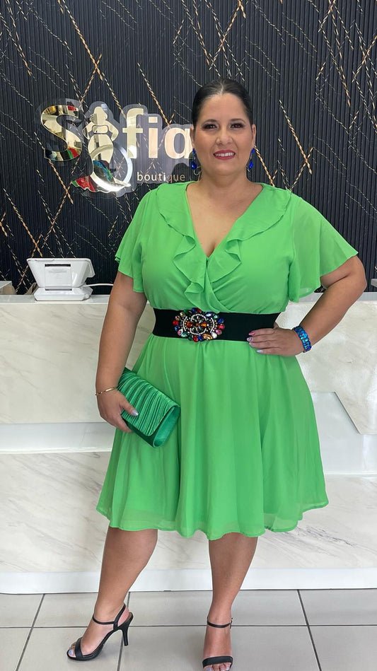 Plus Green Short Dress