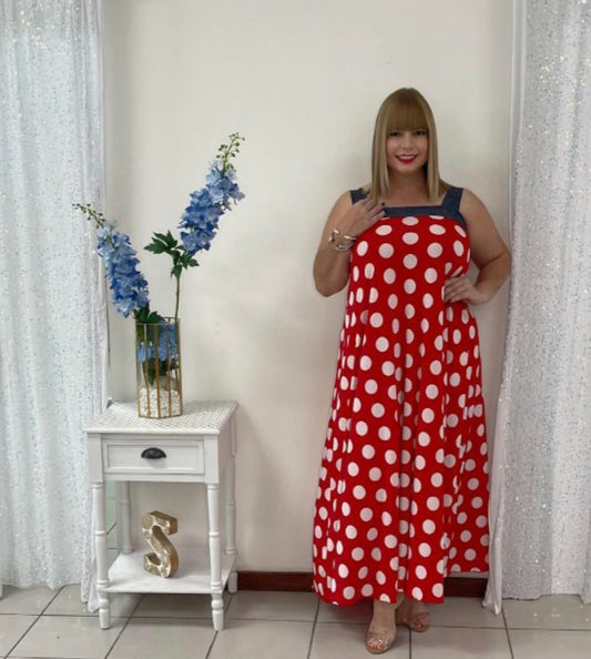 Plus Polka Dots Maxi dress By Claudia Orozco