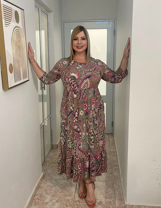 Plus Print Long Dress