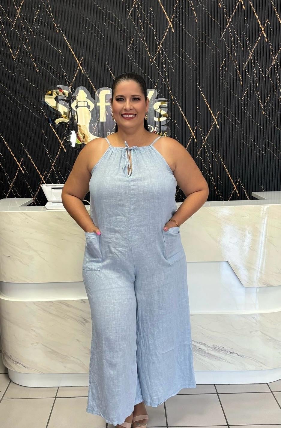 Plus baby Blue Jumpsuit By: Italy