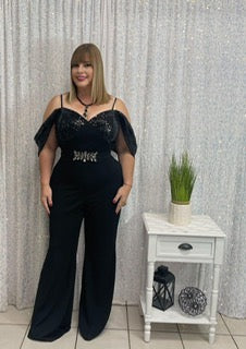 Plus black with shine jumpsuit