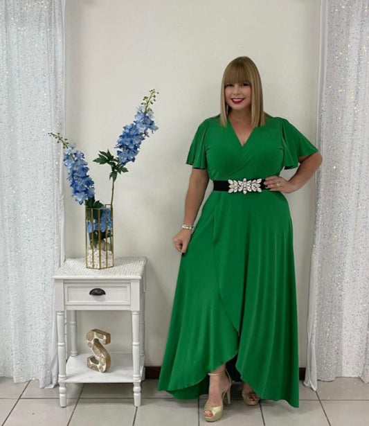 Plus green Maxi dress by: Claudia Orozco