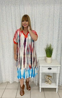 Plus middie tie dye dress by:Italy