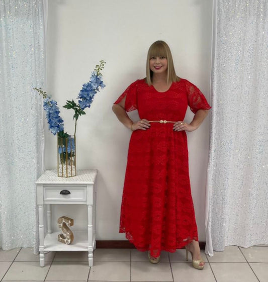 Plus Red Maxi Dress by Blupink