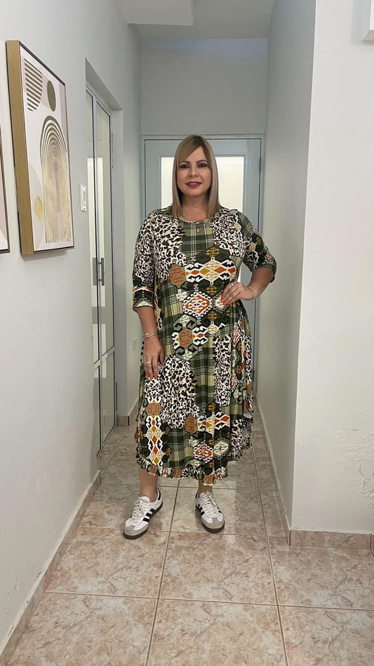 Plus Print Long Dress