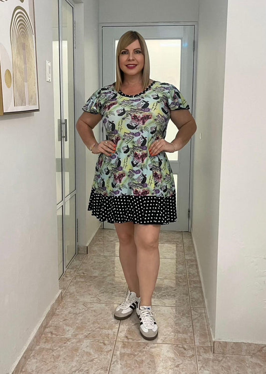 Print & Polkadot short dress By Claudia Orozco