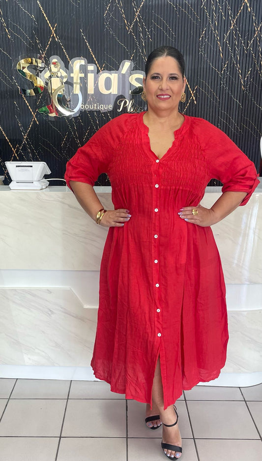 Plus red maxi dress by: Italy