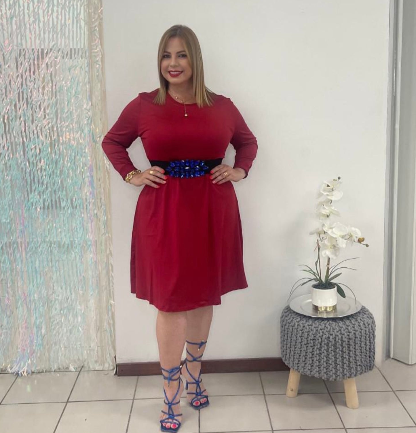 Plus Burgandy Short Dress